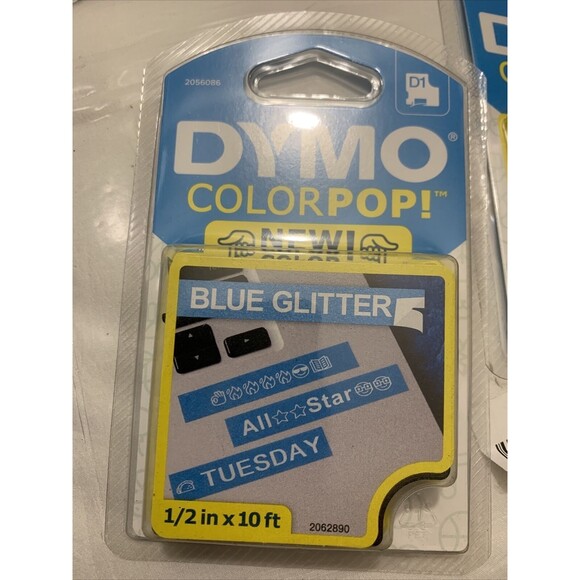 DYMO COLORPOP! Label Maker Tape, .5 Inch x 10 Feet, Blue Glitter - Picture 1 of 2